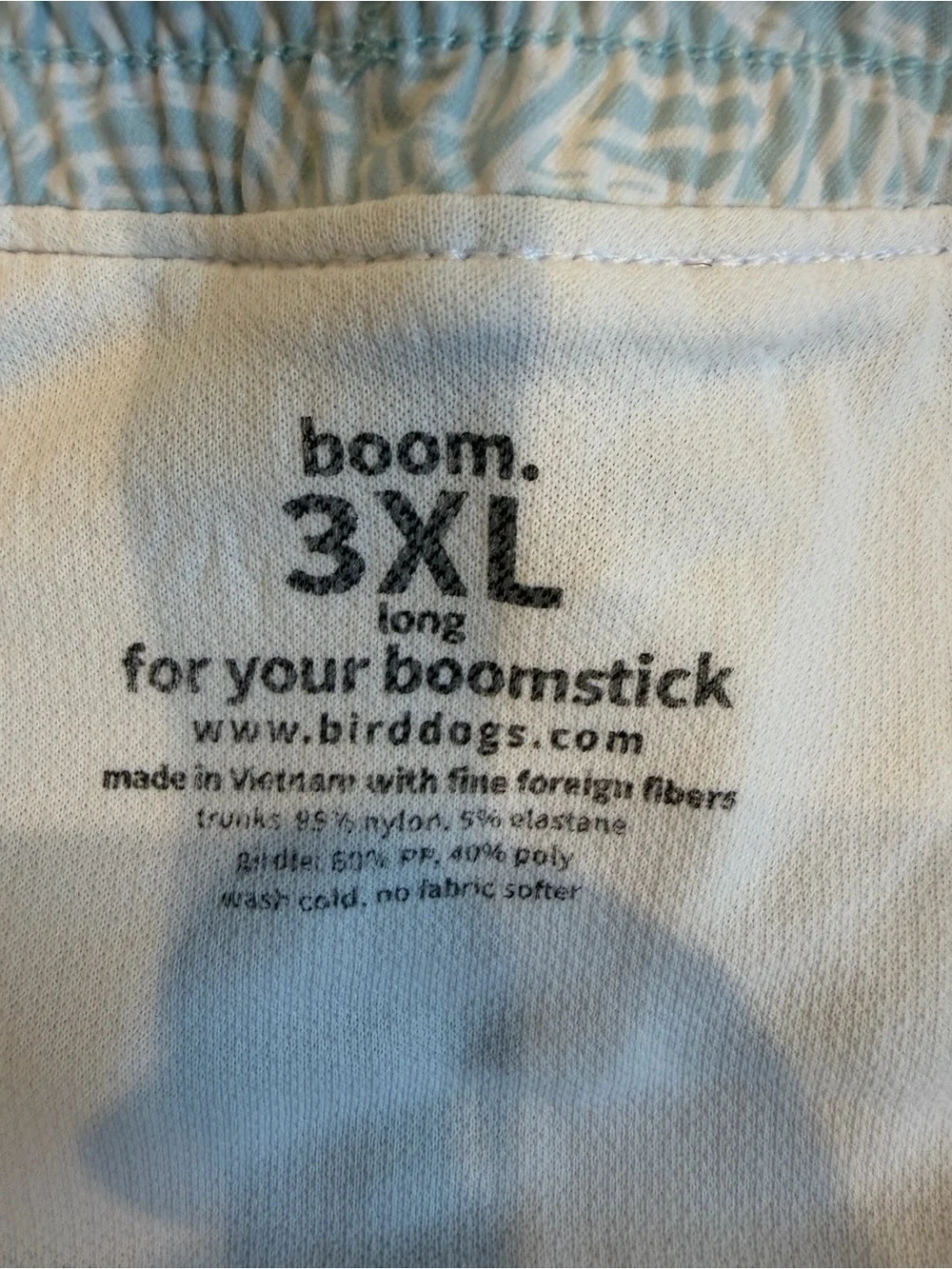 Birddogs Light Blue White Patterned Lined Swim Trunks with